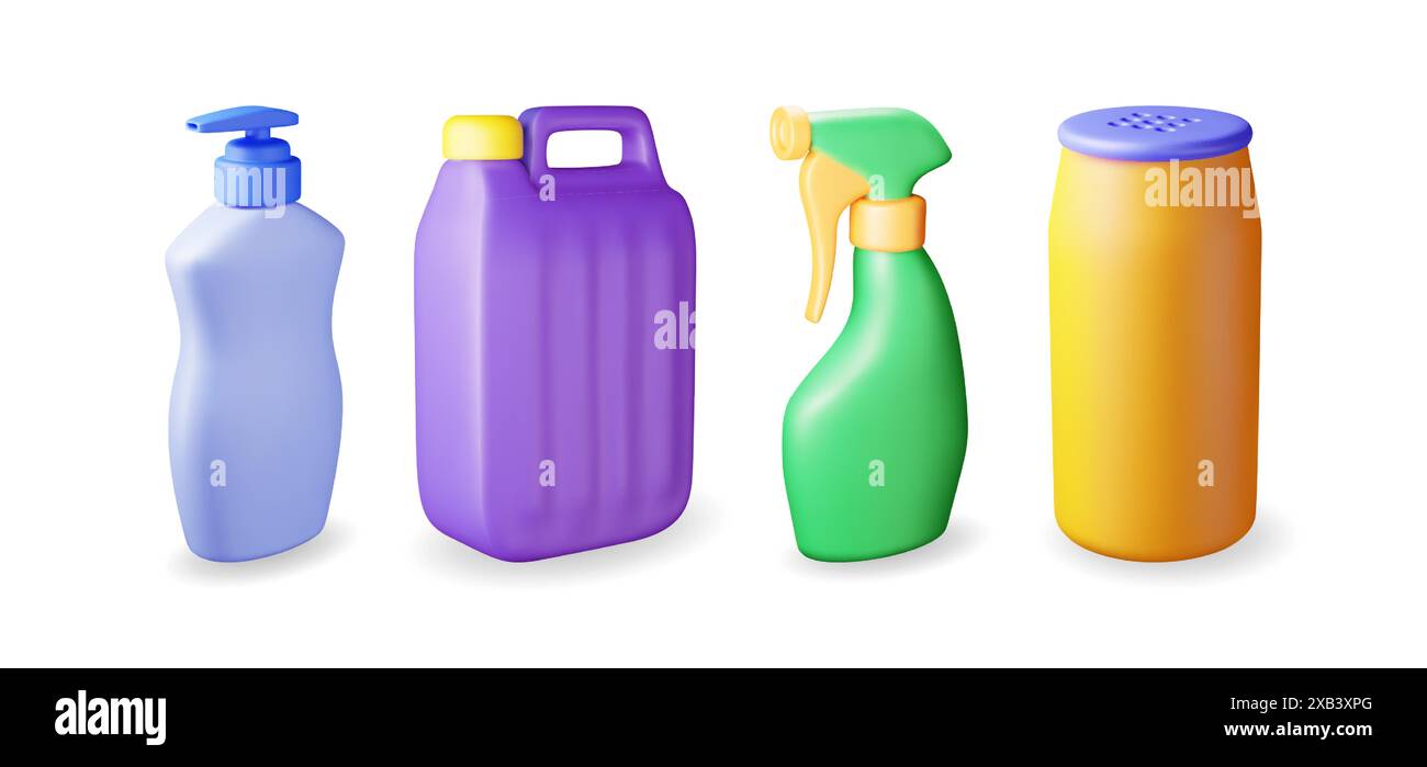 3D set of bottles with liquid detergent Stock Vector Image & Art - Alamy