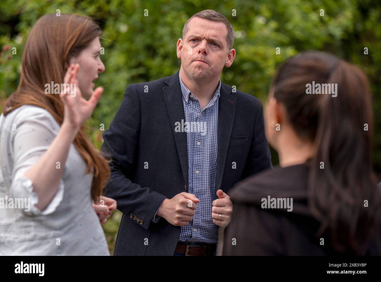 Scottish Conservatives Roles Scottish Conservative leader Douglas Ross speaks to the media in ...