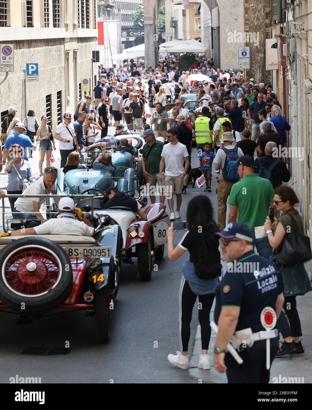 Brescia, Italia. 10th June, 2024. Punzonatura Mille Miglia 2024, Italia