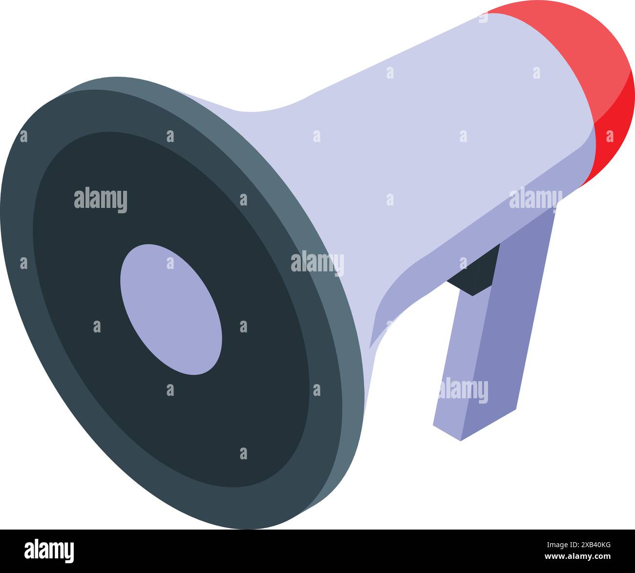 White and red megaphone announcing important information isometric illustration Stock Vector