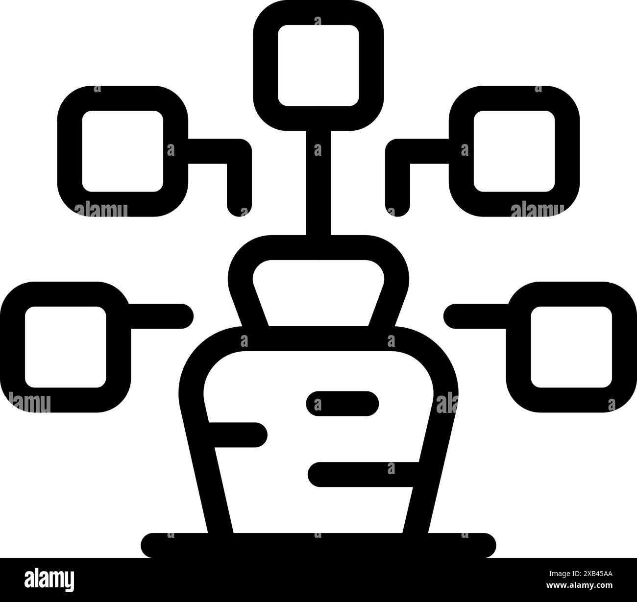 This simple icon represents data mining, with information being extracted from a central database Stock Vector