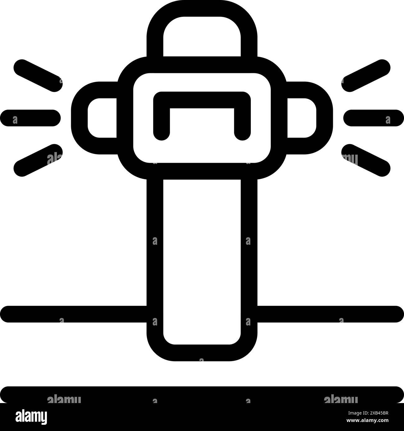 Simple black and white icon of a fire hydrant with water spraying out ...