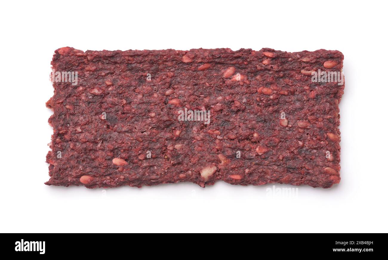 Top view of natural beetroot crispbread with sesame seeds isolated on white Stock Photo