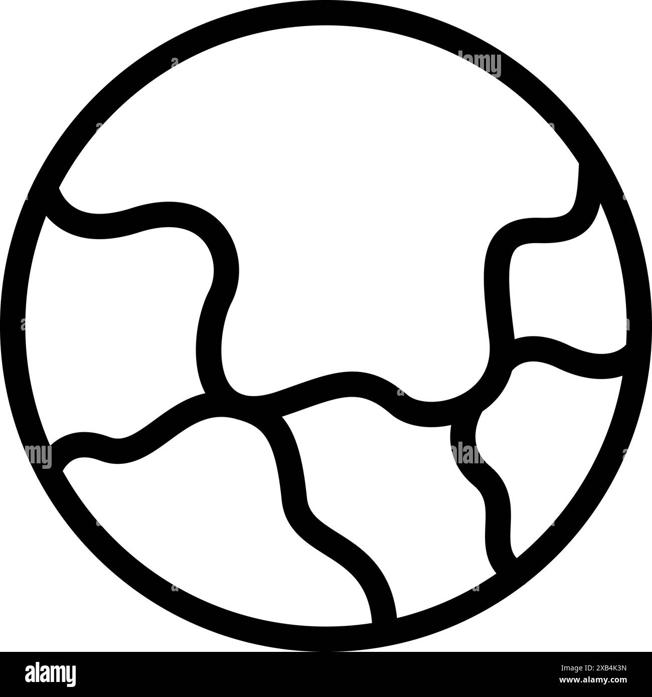 Simple black and white line art icon of planet earth showing continents ...