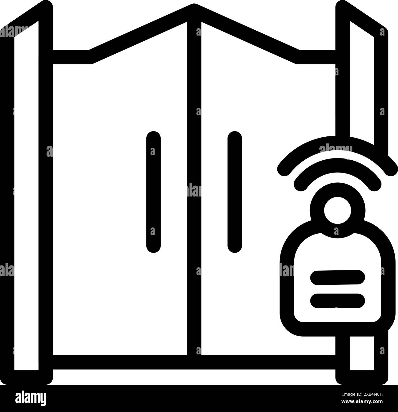 Security personnel is opening a gate with an automatic system for a