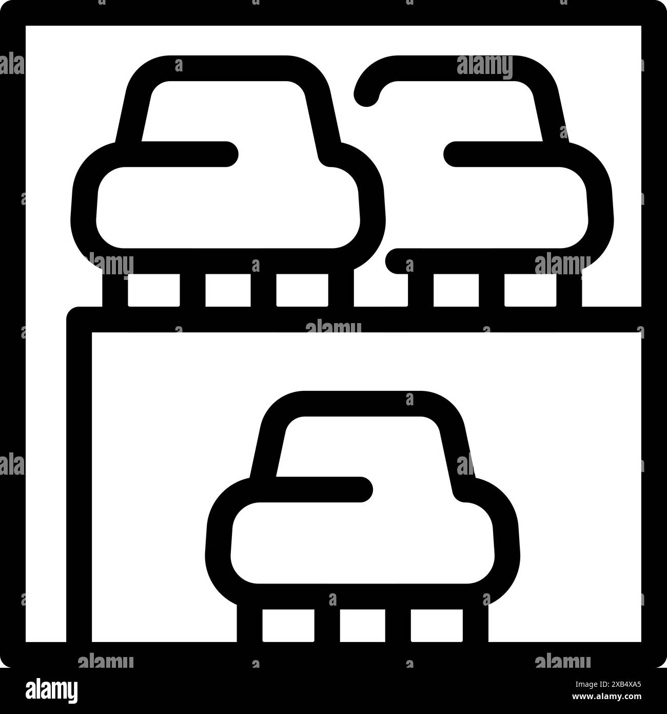 Parking garage icon depicting cars parked on two levels representing ...