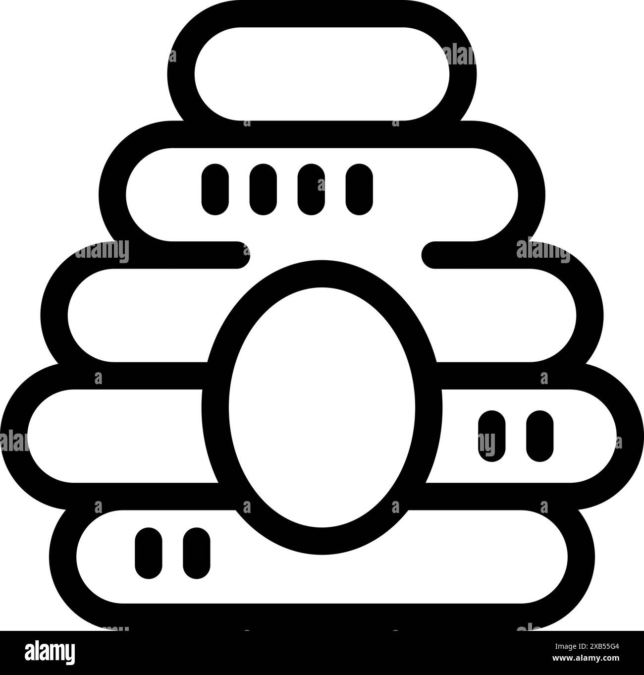 This icon represents a data center server rack, symbolizing cloud computing, network infrastructure, and data storage Stock Vector