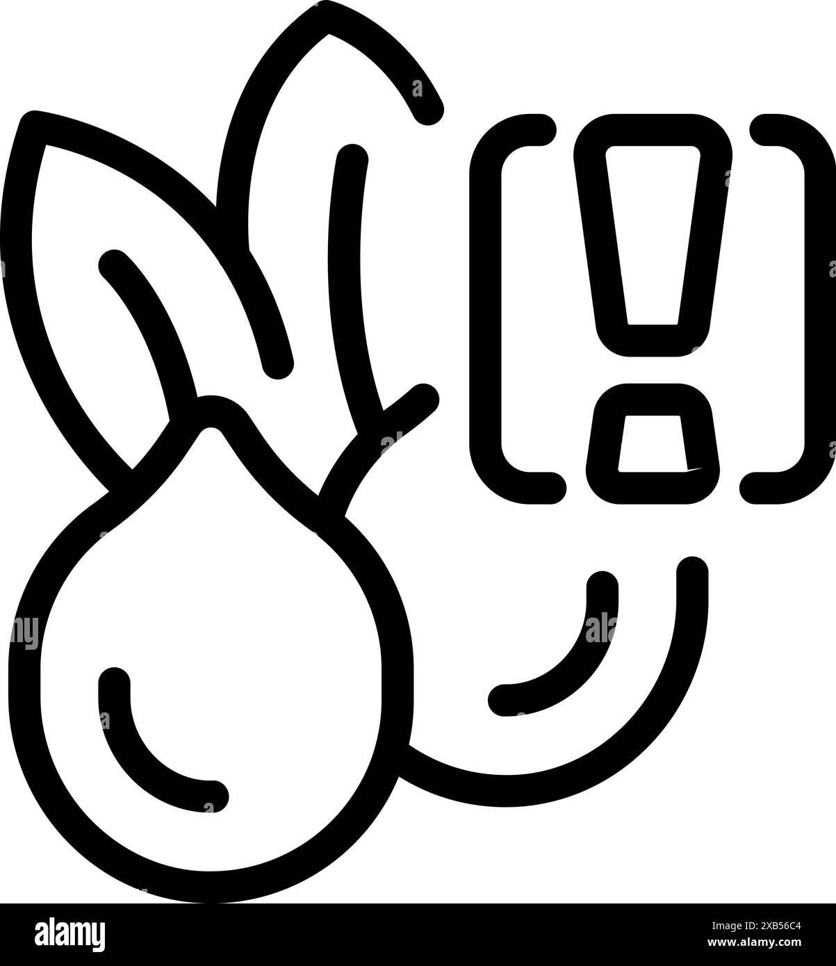 Line art icon of modified onion with exclamation point