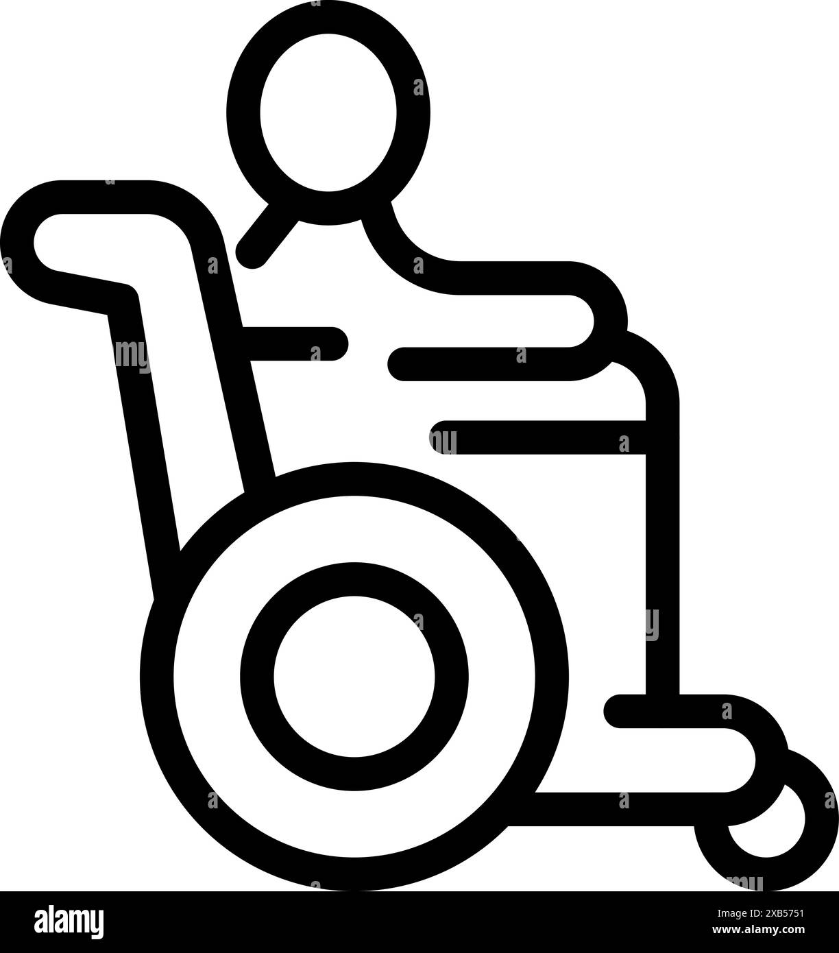 Simple, bold line icon of a person using a wheelchair, symbolizing accessibility and inclusivity Stock Vector