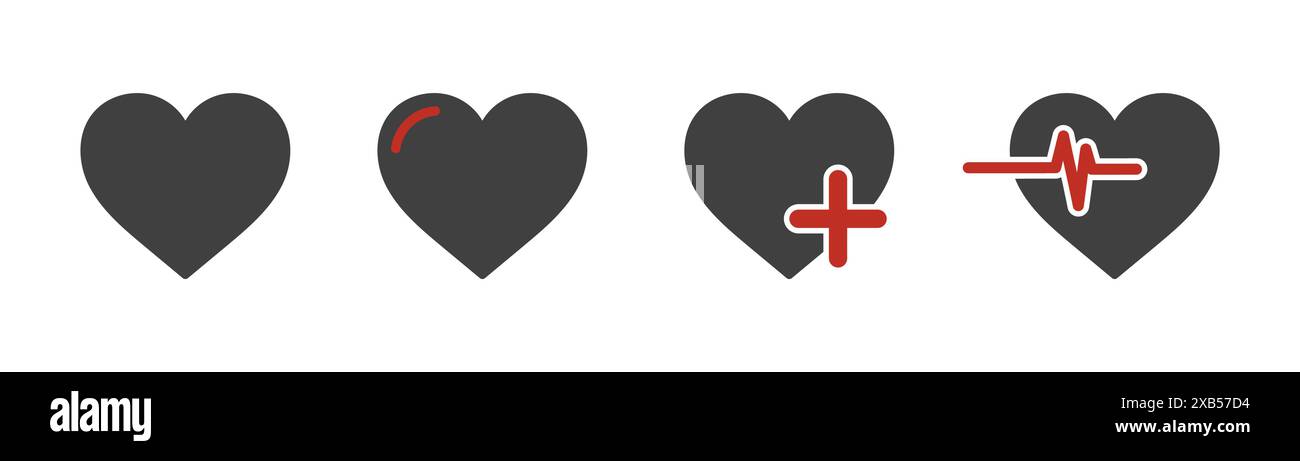 set of heart icons on white background Stock Vector Image & Art - Alamy
