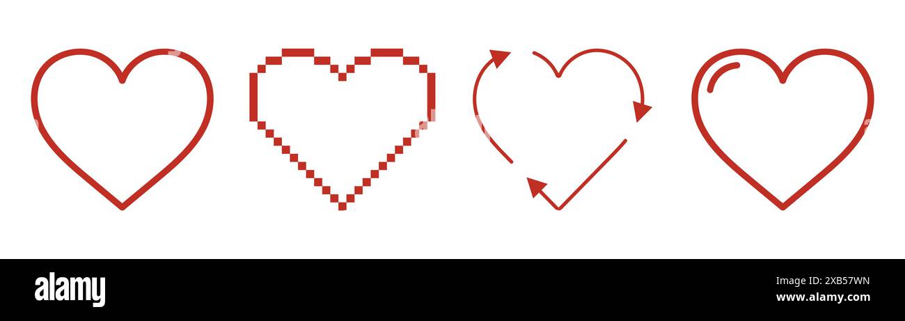 set of heart icons on white background Stock Vector Image & Art - Alamy
