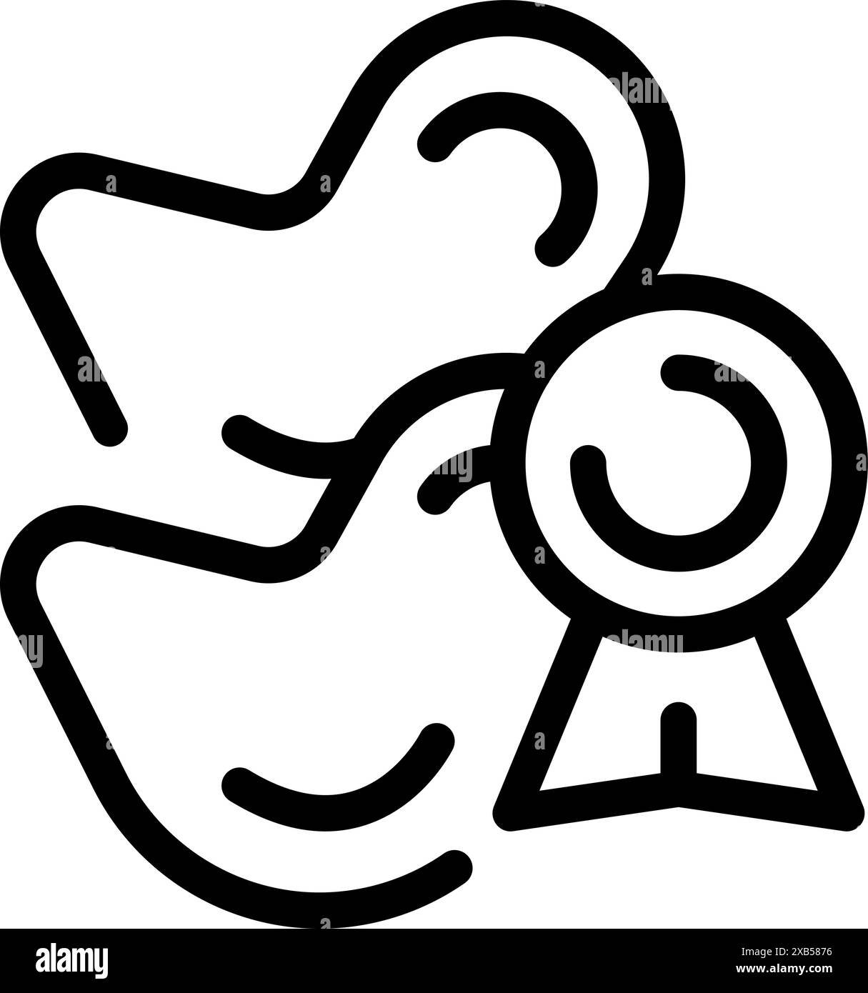 Simple line art icon of a pair of ears with an award ribbon ...