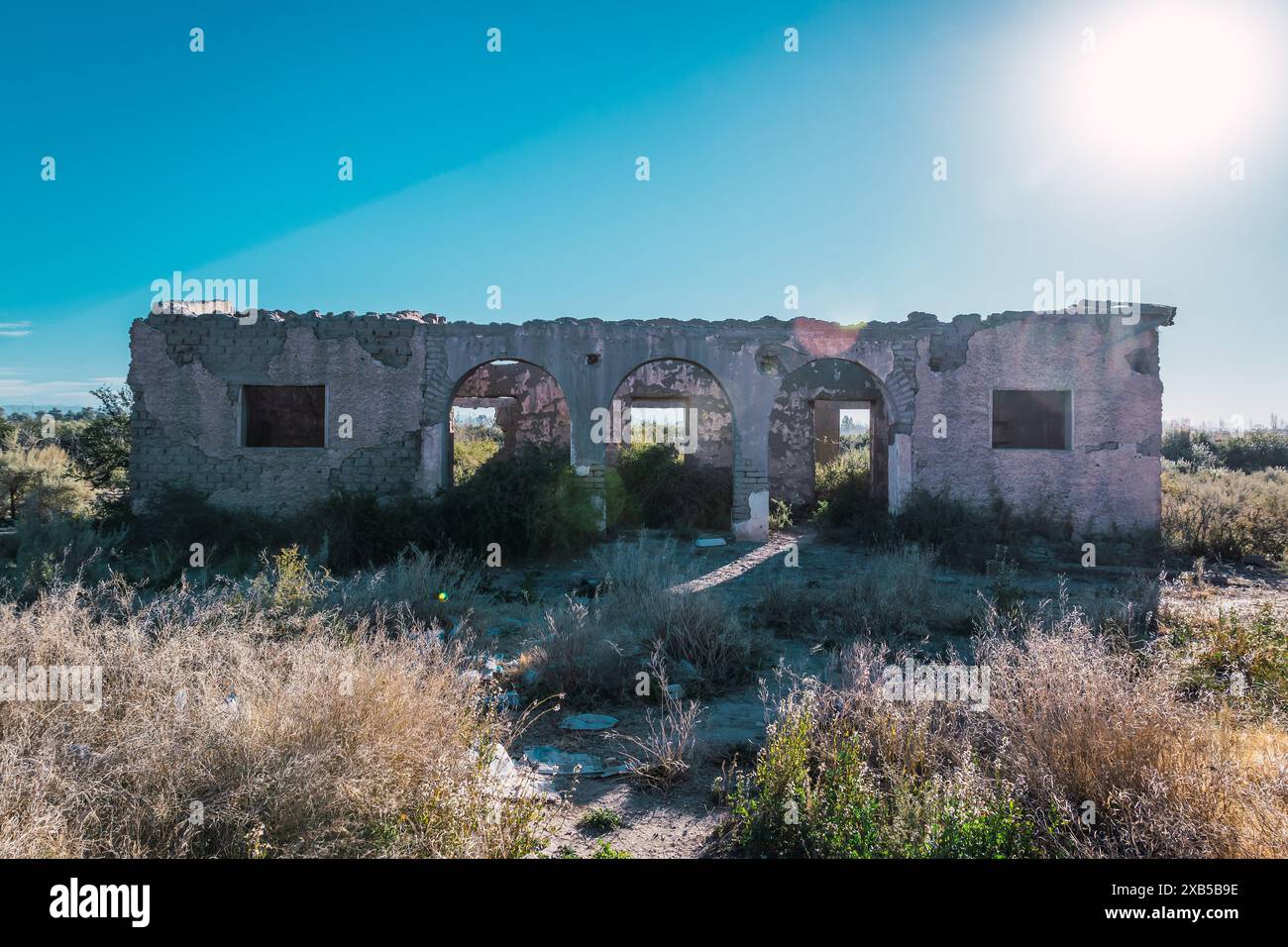 old abandoned mud brick house Stock Photo