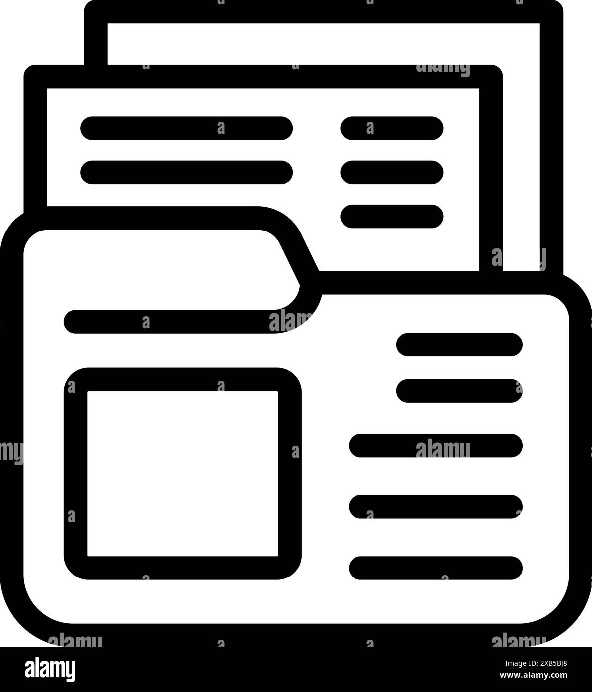 Minimalist icon of a computer folder containing several digital documents displaying data Stock Vector