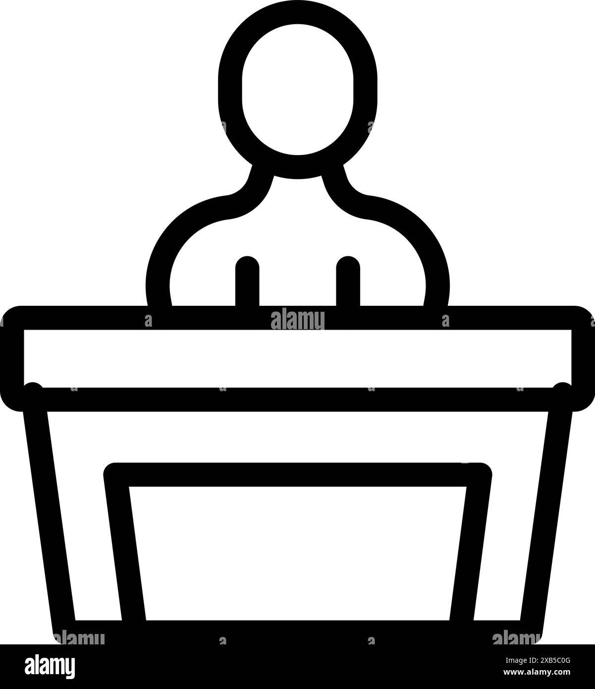 Politician standing behind a lectern speaking to a crowd during a rally Stock Vector