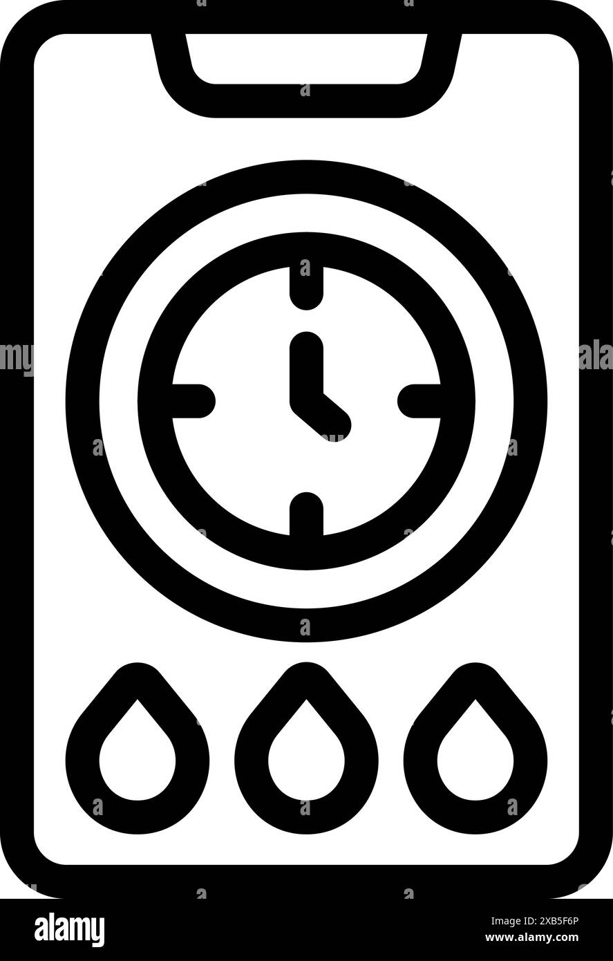 Simple black icon of a mobile app interface for tracking water balance