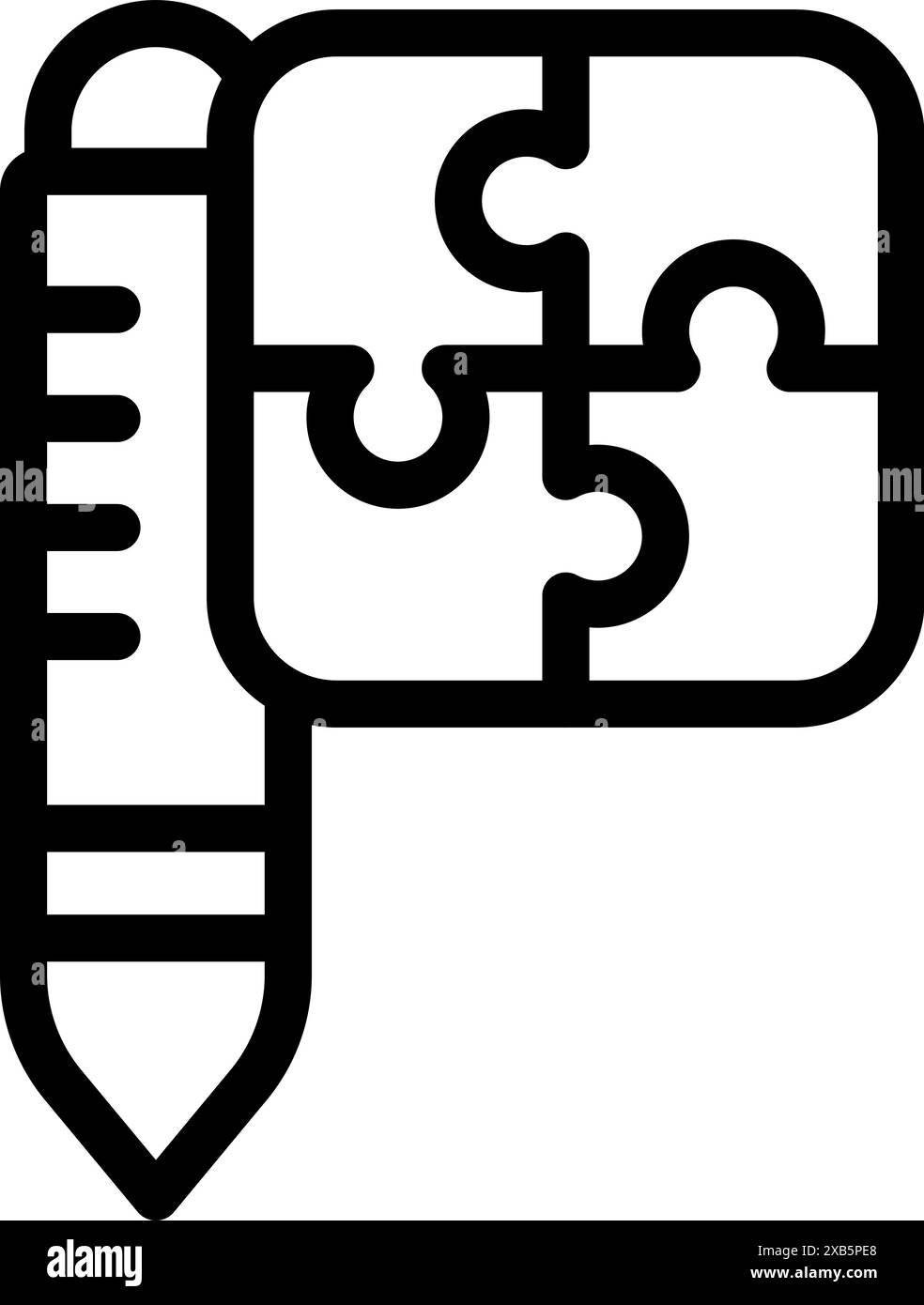 Pencil is drawing puzzle pieces, representing the concept of problem ...