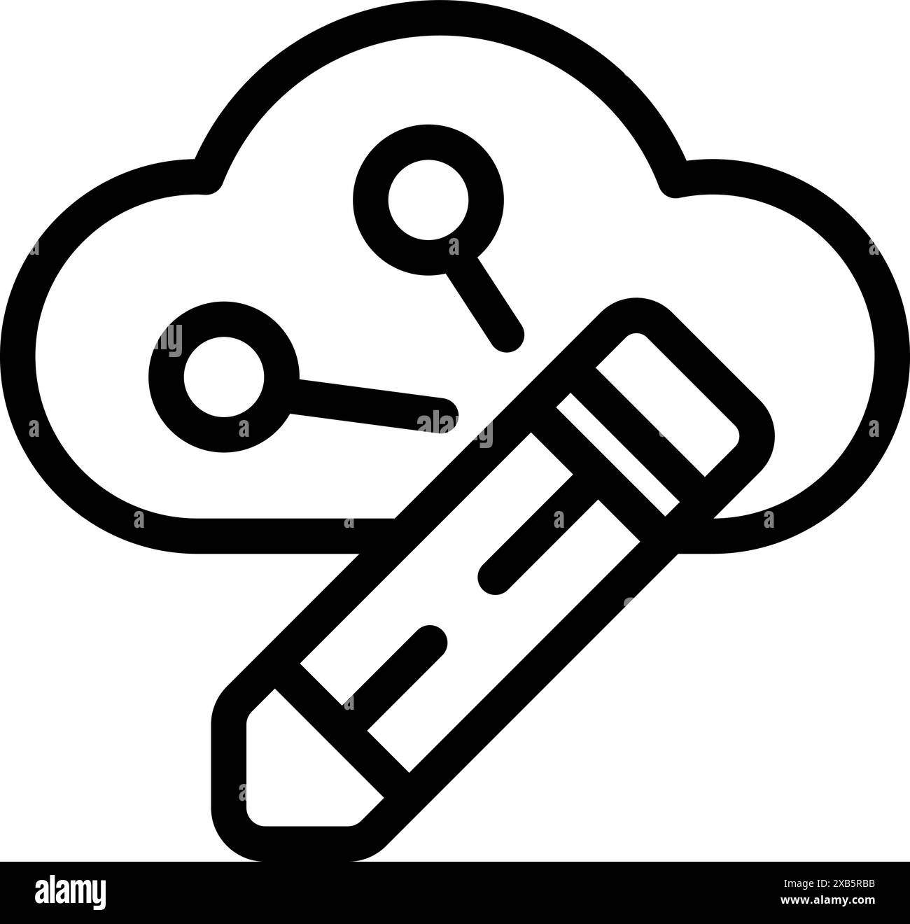 Simple icon of a pencil drawing location pins inside a cloud