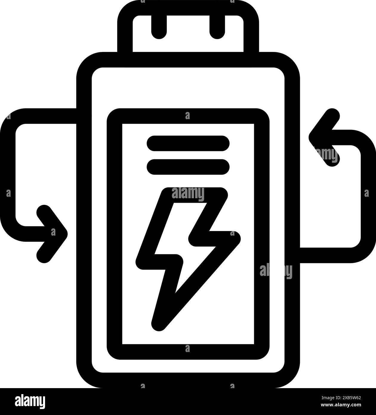 This icon represents a battery with arrows indicating energy flow ...