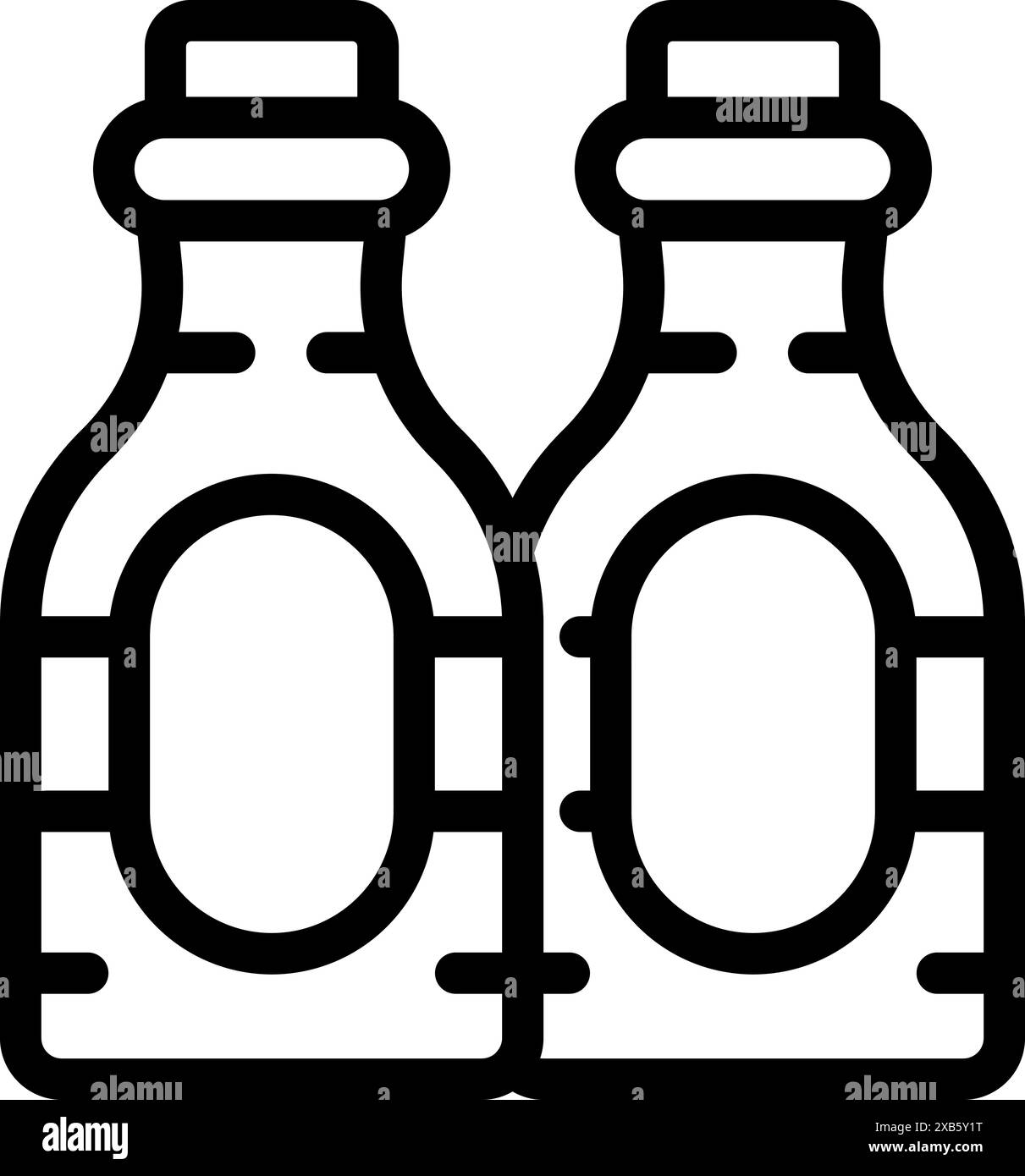 Two bottles packaging mockup standing side by side with blank label for