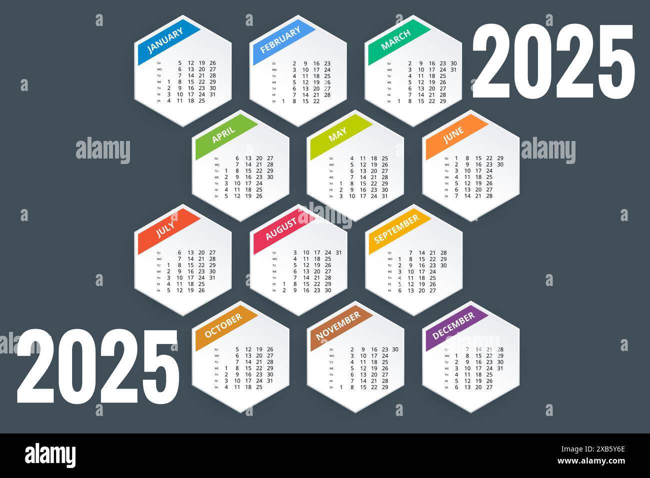 Calendar planner for 2025. Vector Stationery Design Print 2025 Template