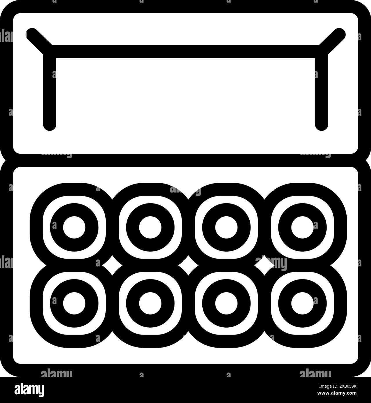 Open plastic container with eight contact lenses for correcting myopia or hyperopia, isolated on white background Stock Vector