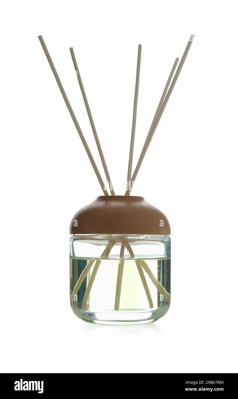 Aromatic reed air freshener isolated on white Stock Photo - Alamy