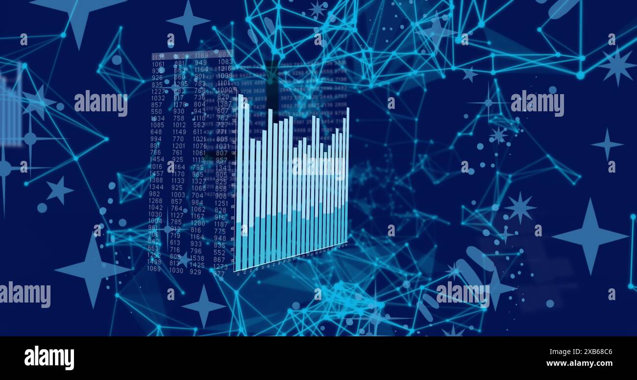 Digital graph with blue bars and numerical data displayed on screen ...