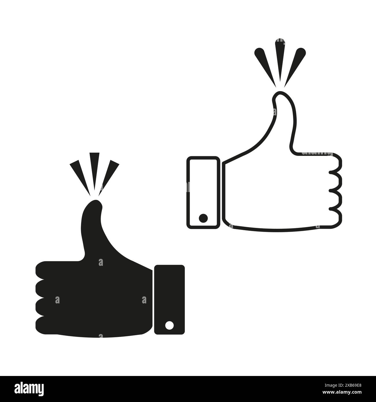 Thumbs up icons. Black and white versions. Simple vector design ...