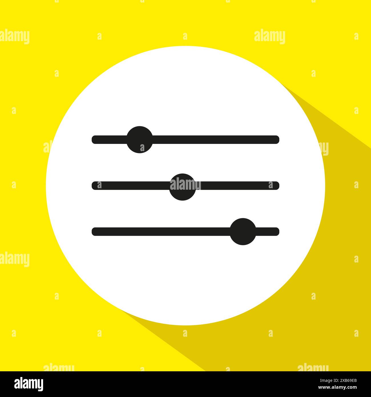 Slider icon vector. Yellow background design. Adjustment control symbol ...