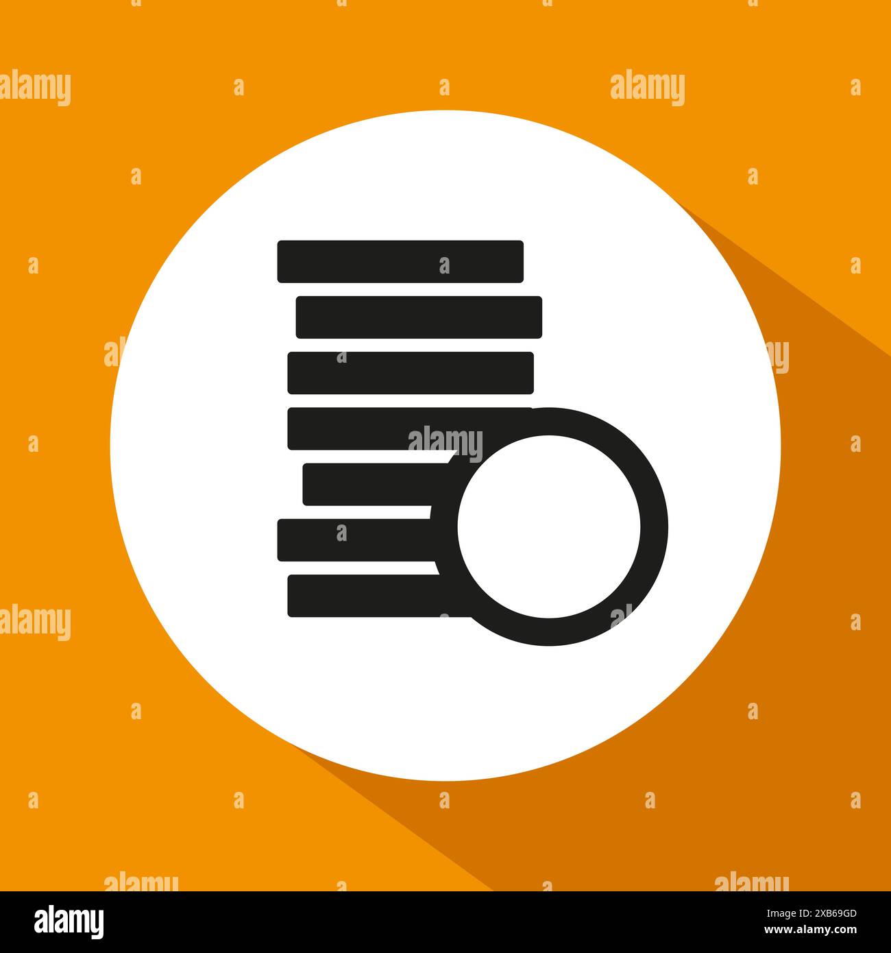 Coin stack icon. Orange background vector. Money symbol design ...
