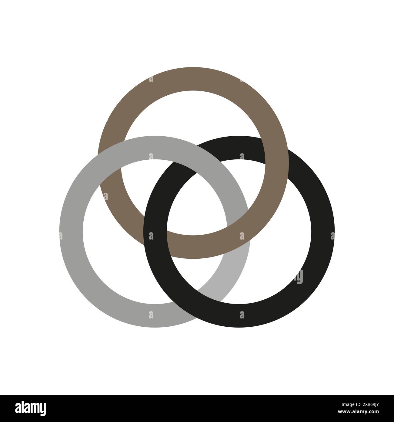 Interlocking rings icon. Three colored circles. Overlapping vector ...