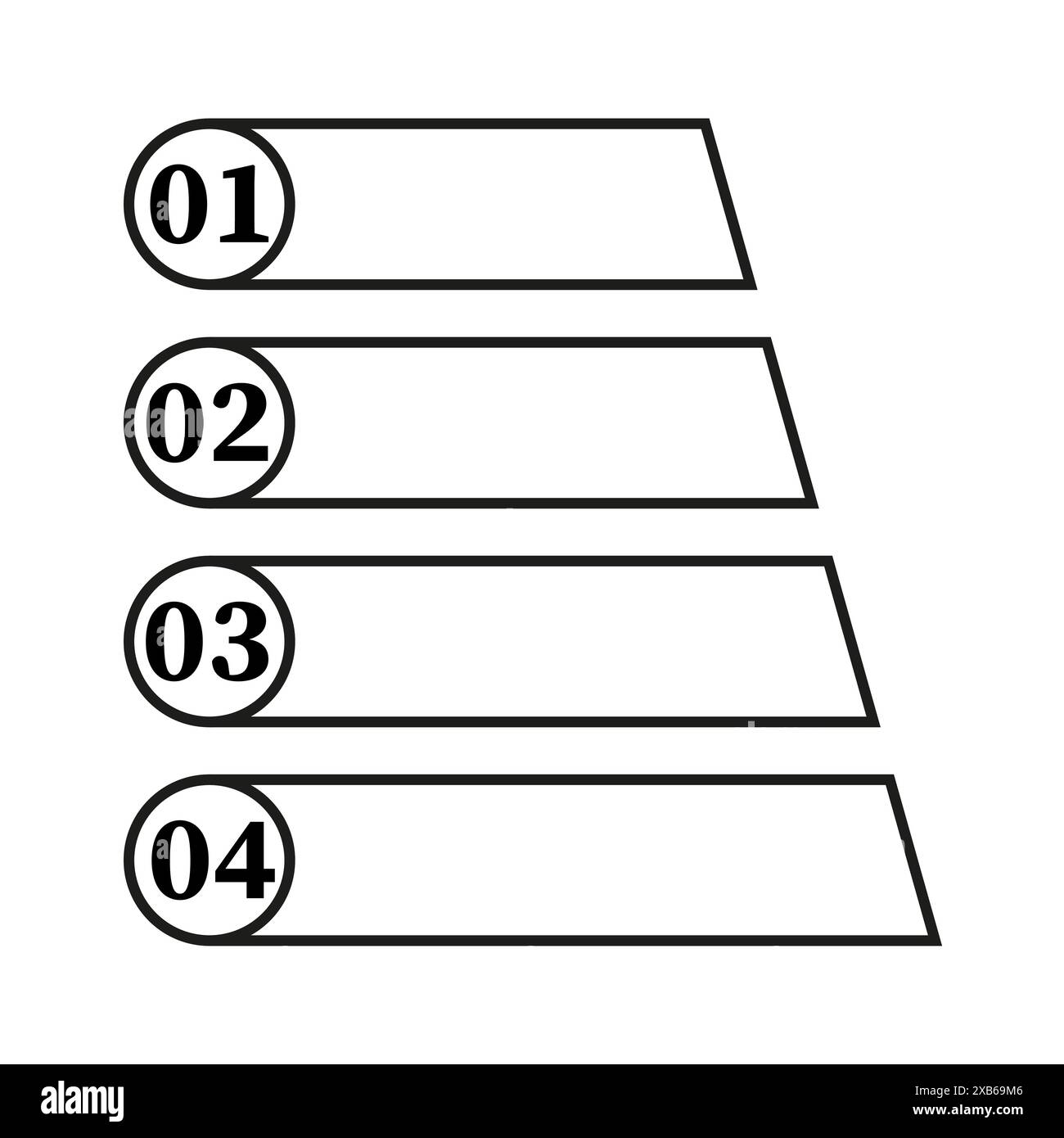 Numbered list design. Four sections. Black and white vector. Simple ...