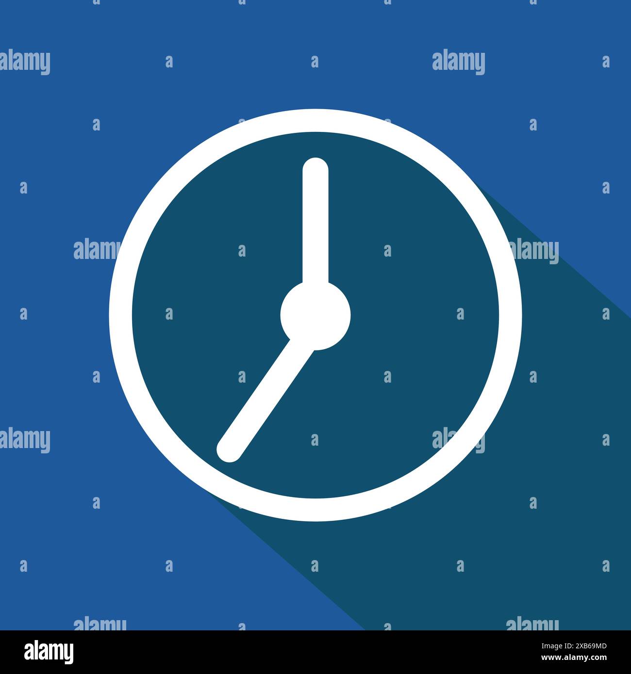 Clock icon vector. Blue background design. Time symbol graphic ...