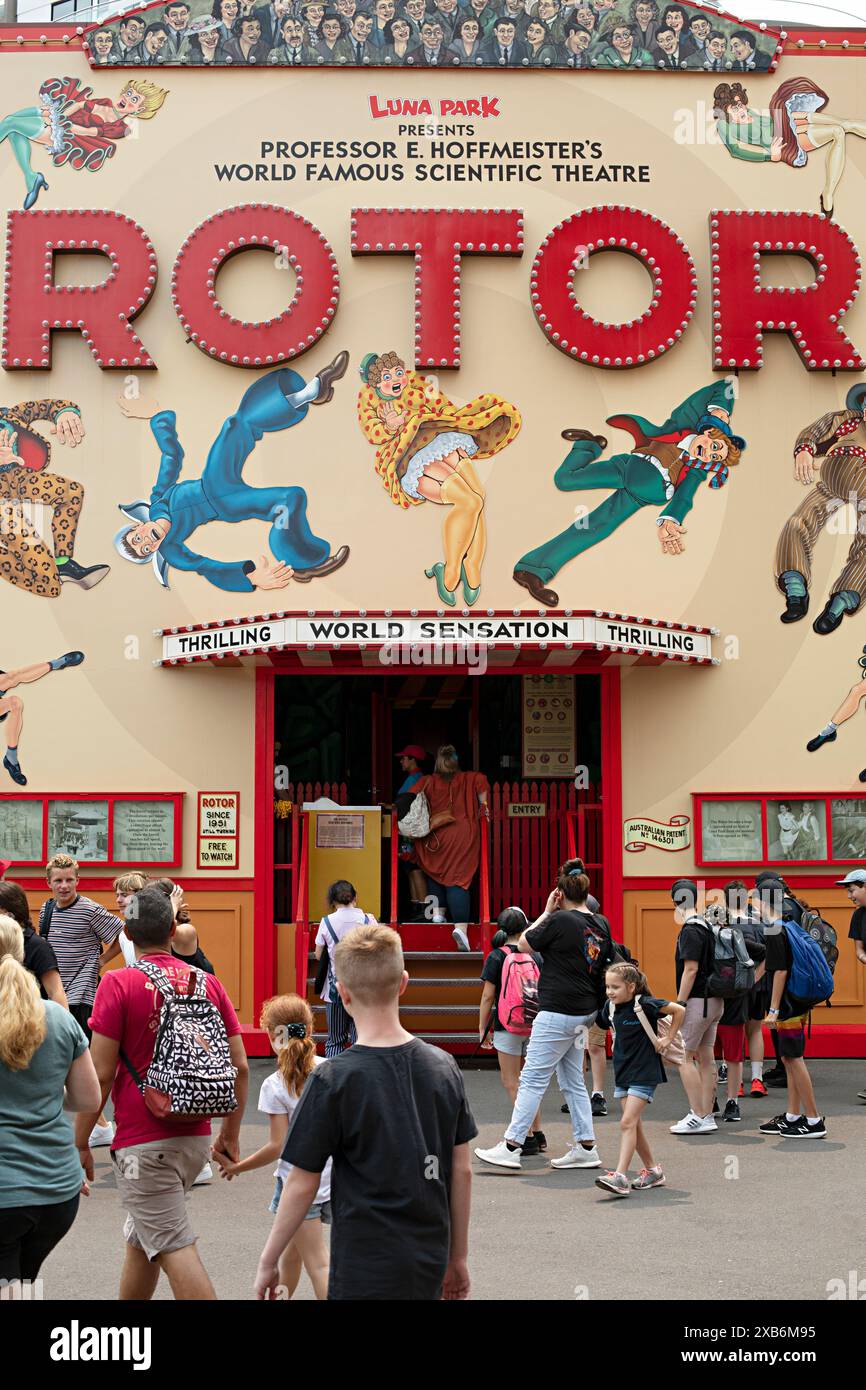 Entarance to Rotor building at Luna Park, Sydney Stock Photo