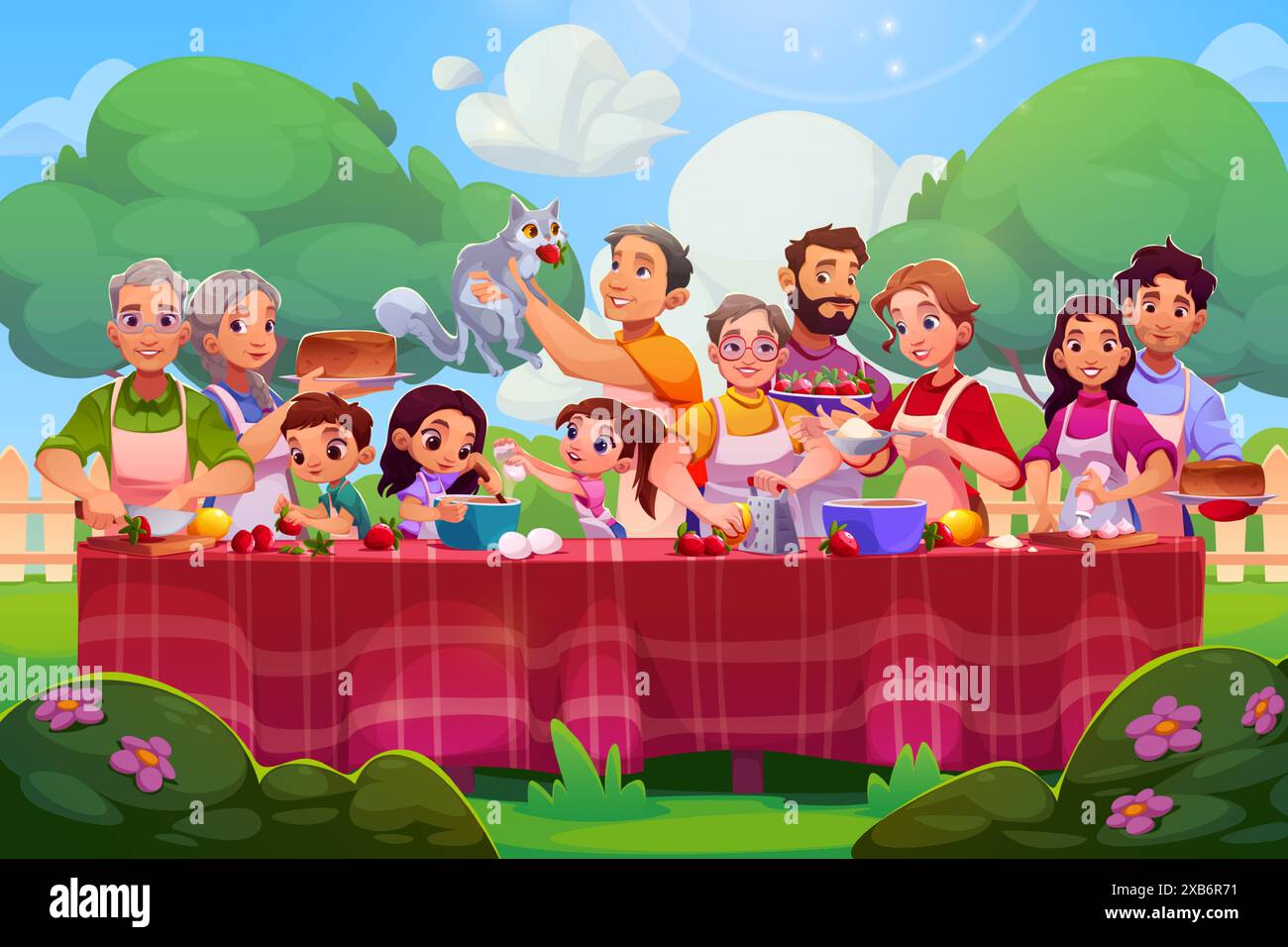 Cartoon Family Cooking Together Cooking Family Family Cooking