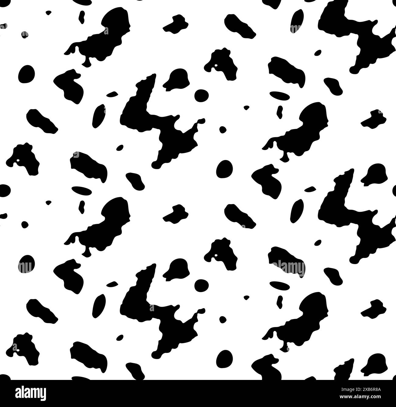 Seamless black and white cow spots pattern, simple style. Black random ...