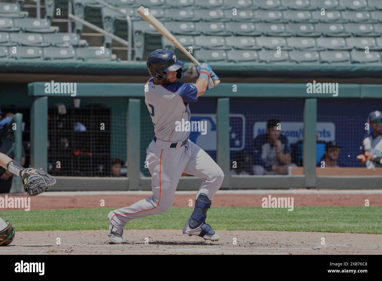 May 26 2024 Sugar Land shortstop Jesus Bastidas (2) gets a hit during
