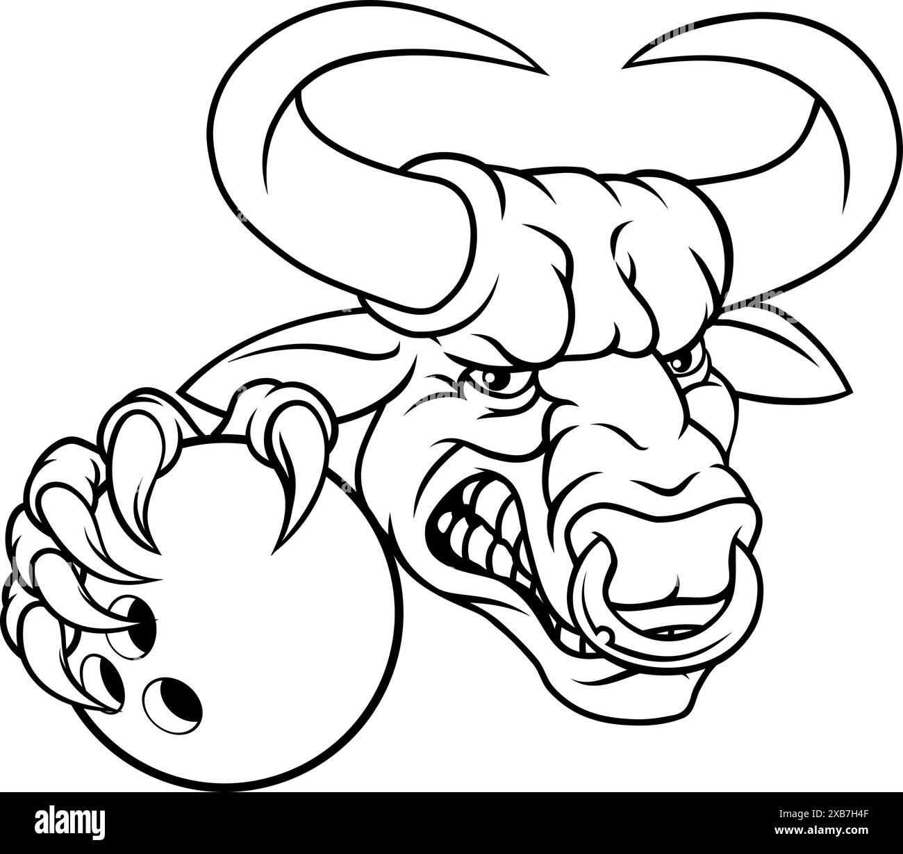 Bull Minotaur Longhorn Cow Bowling Mascot Cartoon Stock Vector Image ...