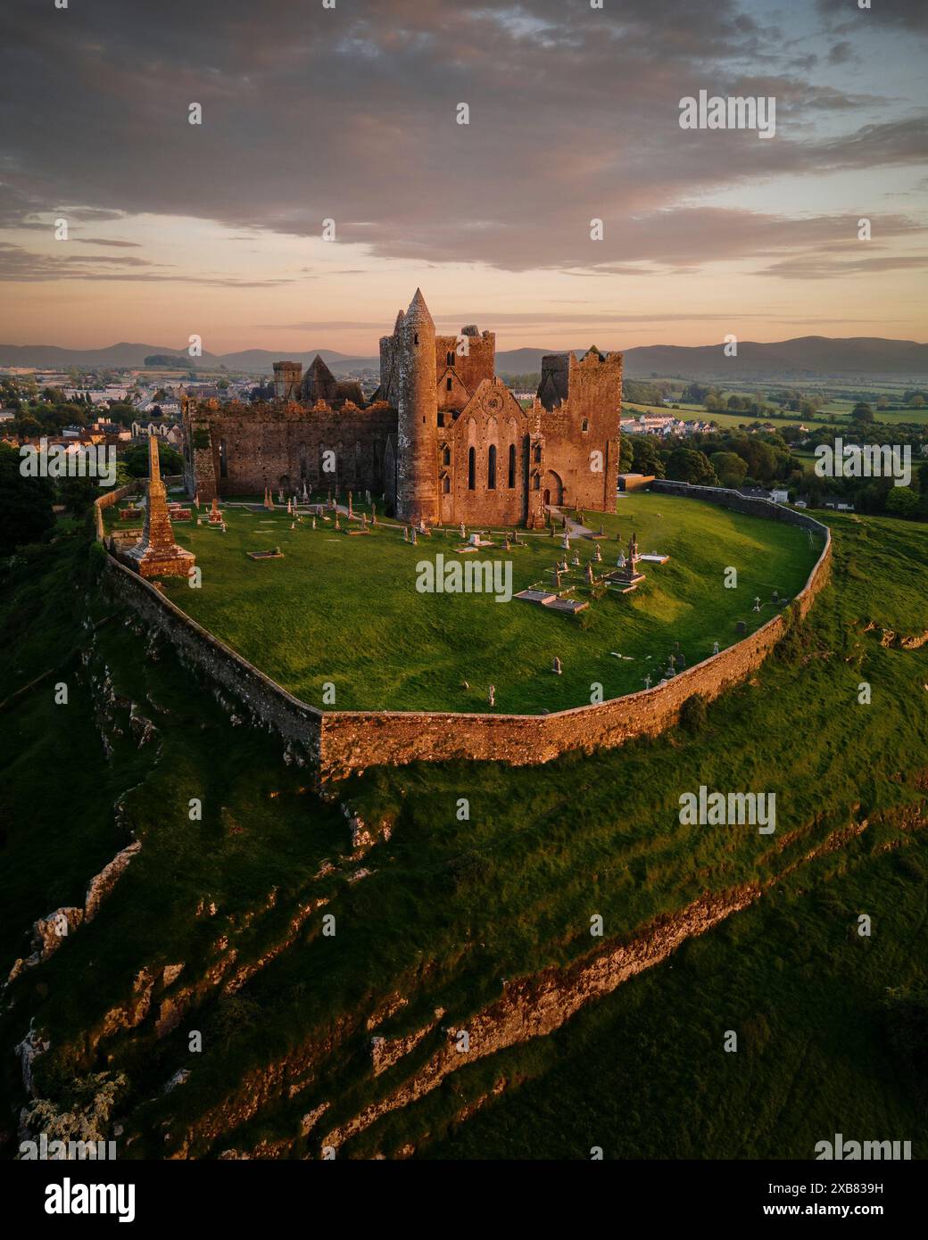 An aerial view of the Rock of Cashel, a historic landmark in County ...