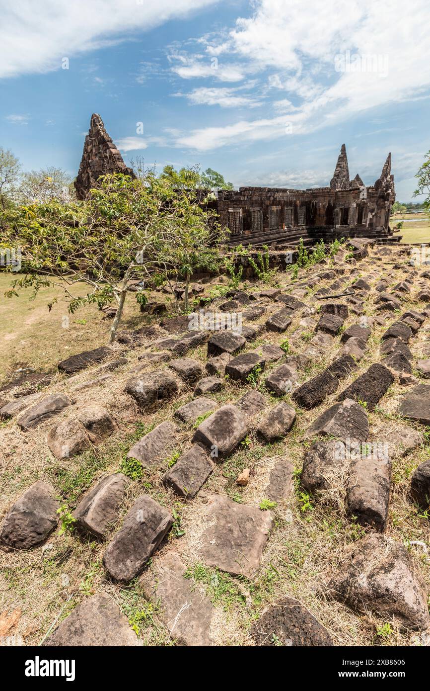 Wat Pho (or Wat Phu) temple ruin UNESCO site, Champasak, Laos Stock Photo