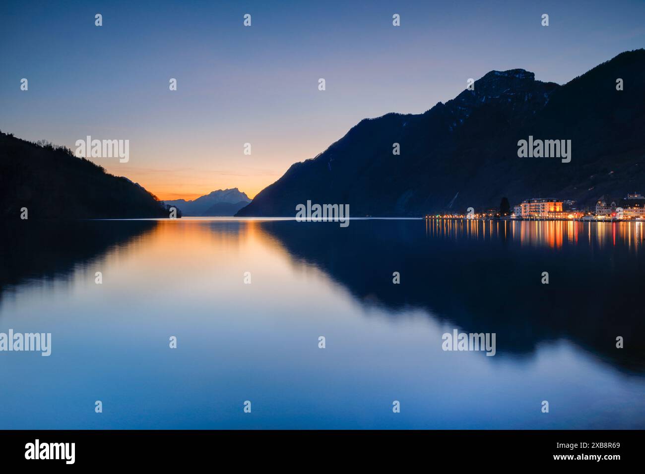geography / travel, Switzerland, illuminated lakeside walk of Brunnen ...