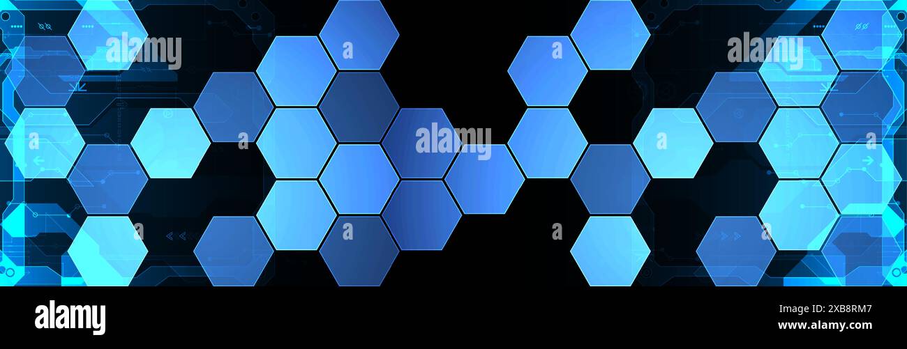 Hexagons on gradient color background. Hi-tech digital technology concept. Vector Stock Vector