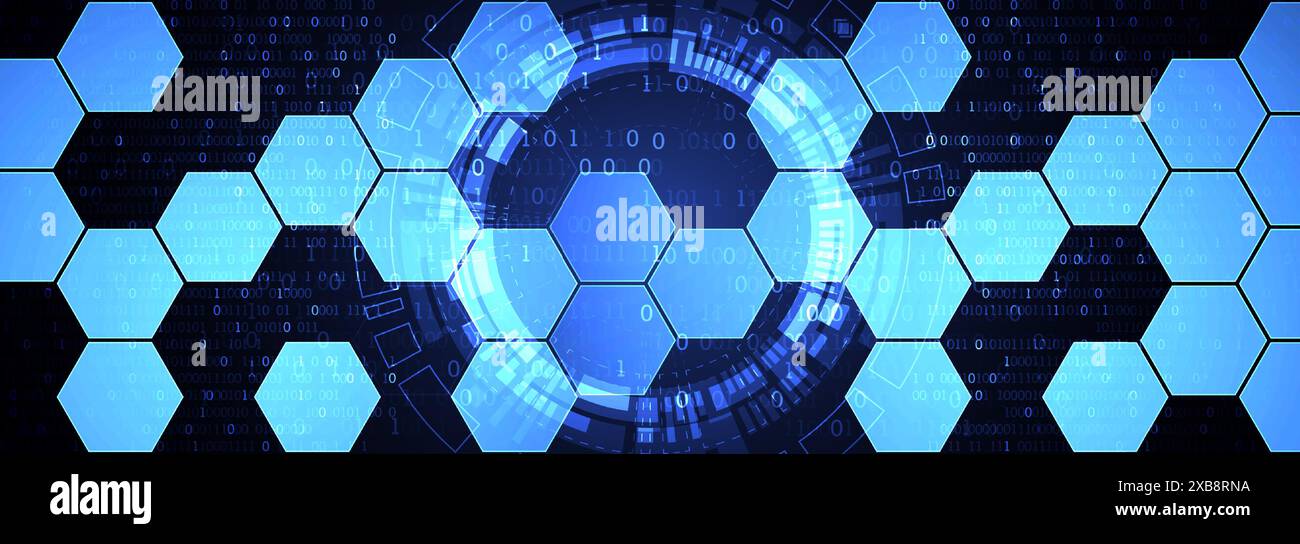 Hexagons on gradient color background. Hi-tech digital technology concept. Vector Stock Vector