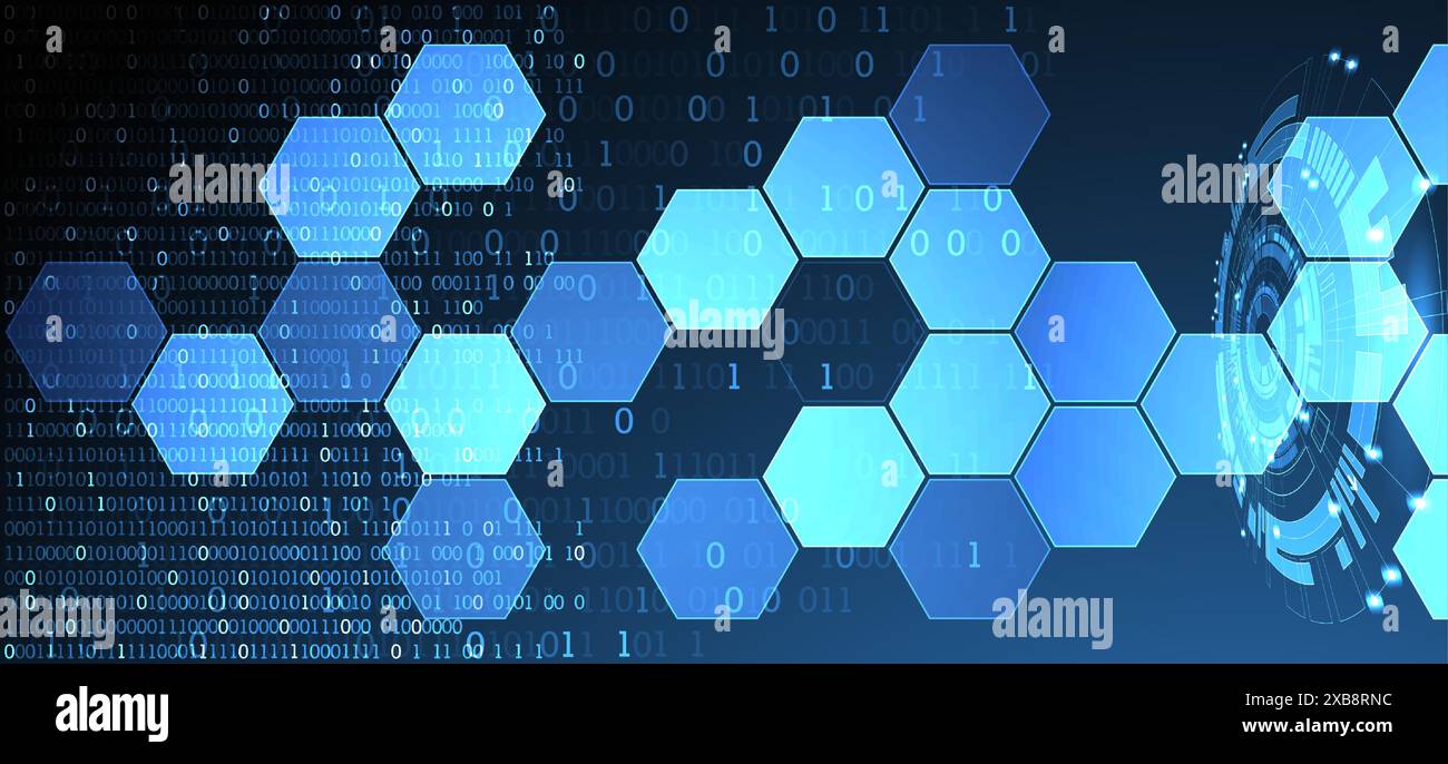 Hexagons on gradient color background. Hi-tech digital technology concept. Vector Stock Vector