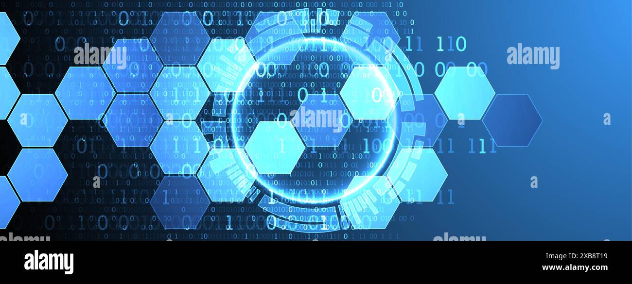 Hexagons on gradient color background. Hi-tech digital technology concept. Vector Stock Vector