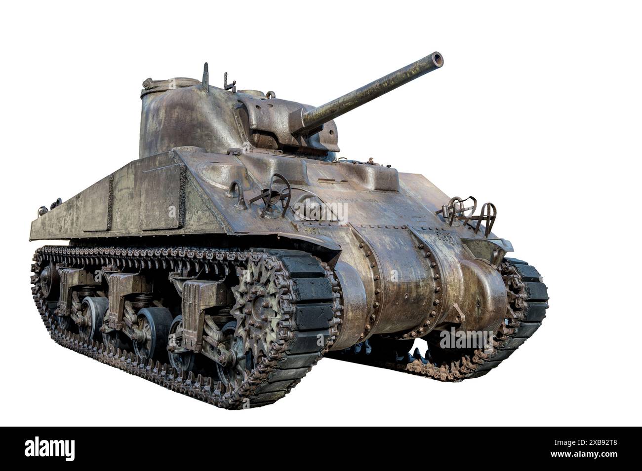 American M4 Sherman tank from World War II on white background Stock ...