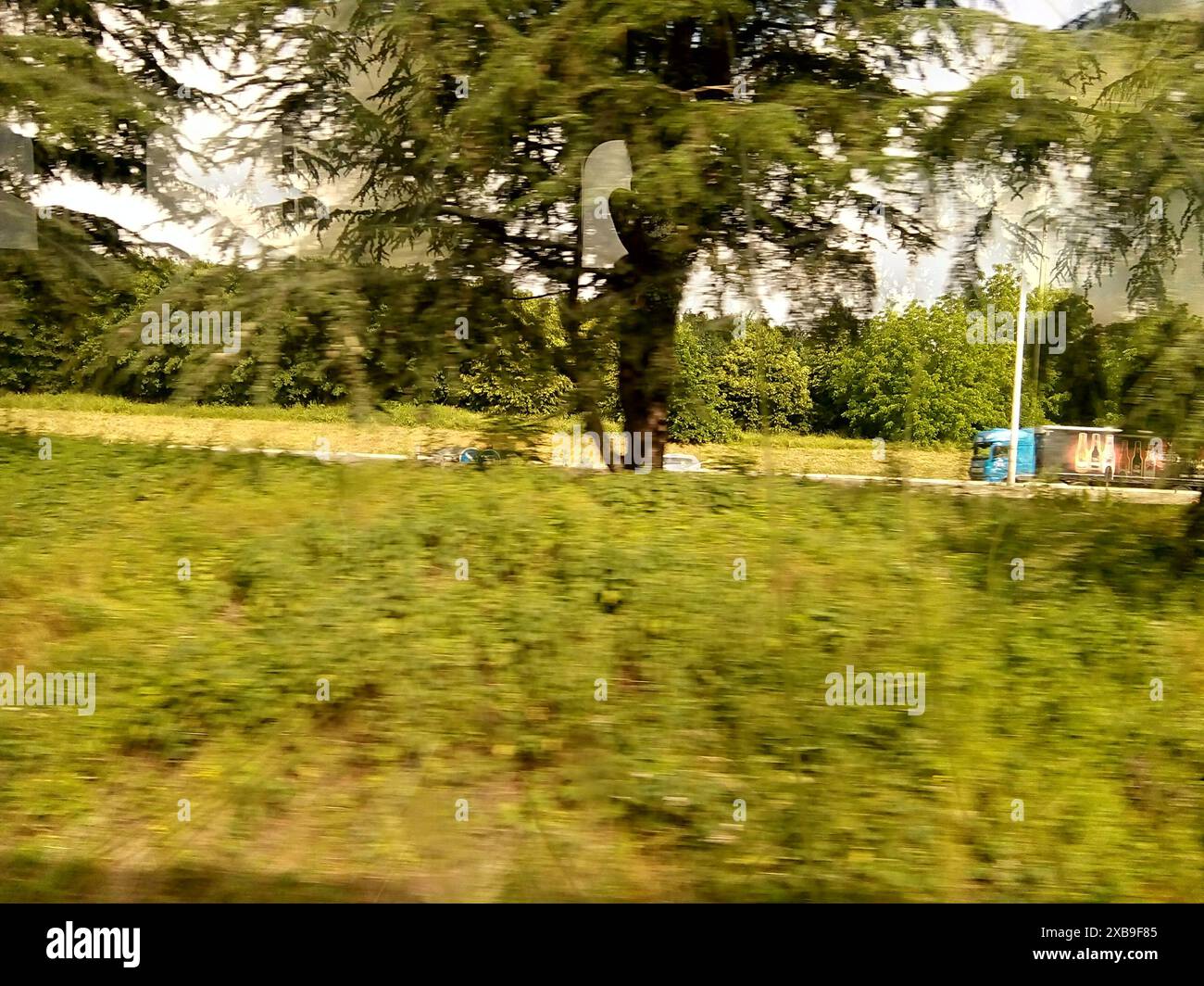 Paysage en mouvement en allant à Roissy Charles de Gaulle Stock Photo