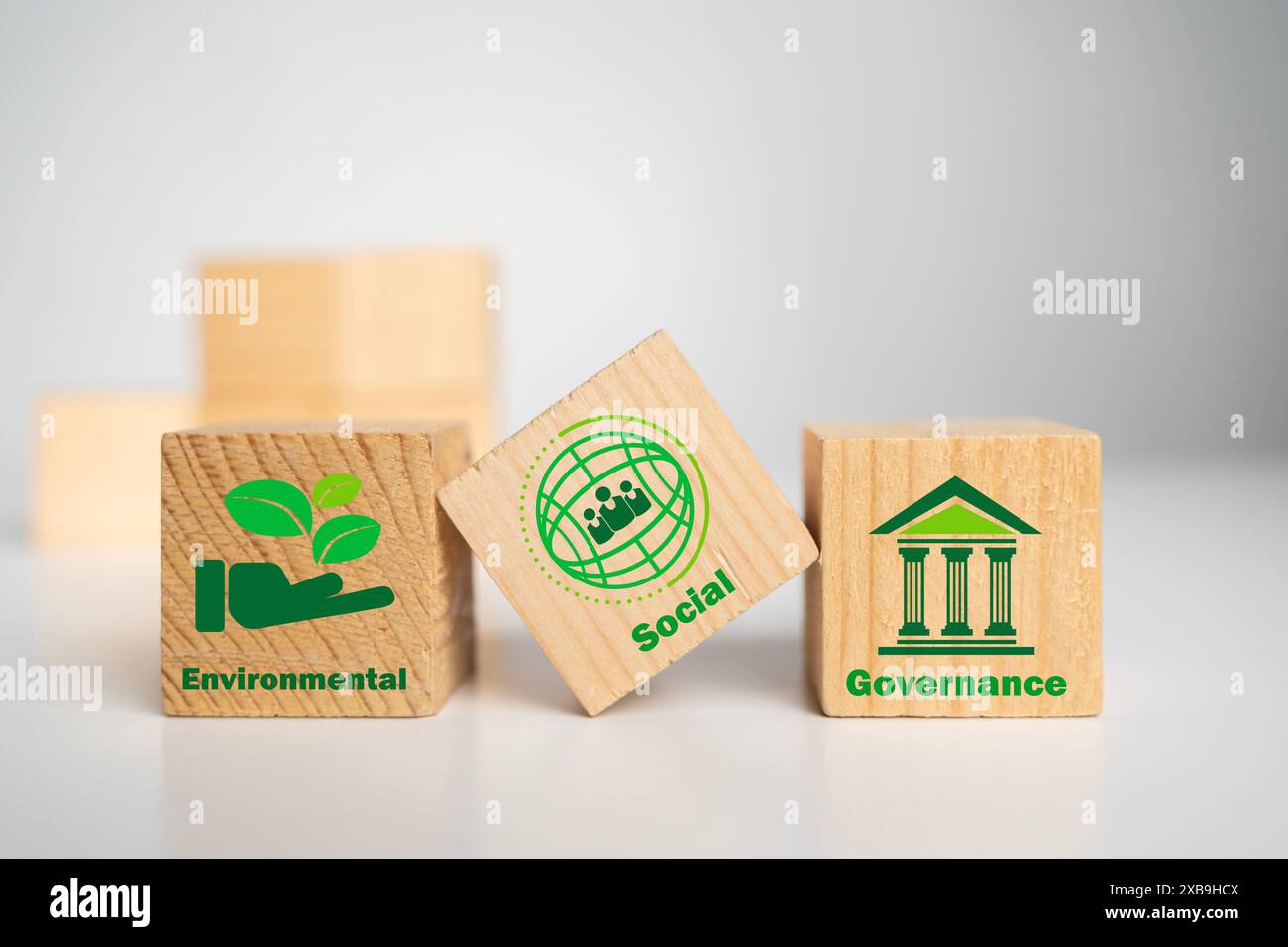 ESG Concepts on Environment, Society and Governance green wooden block ...