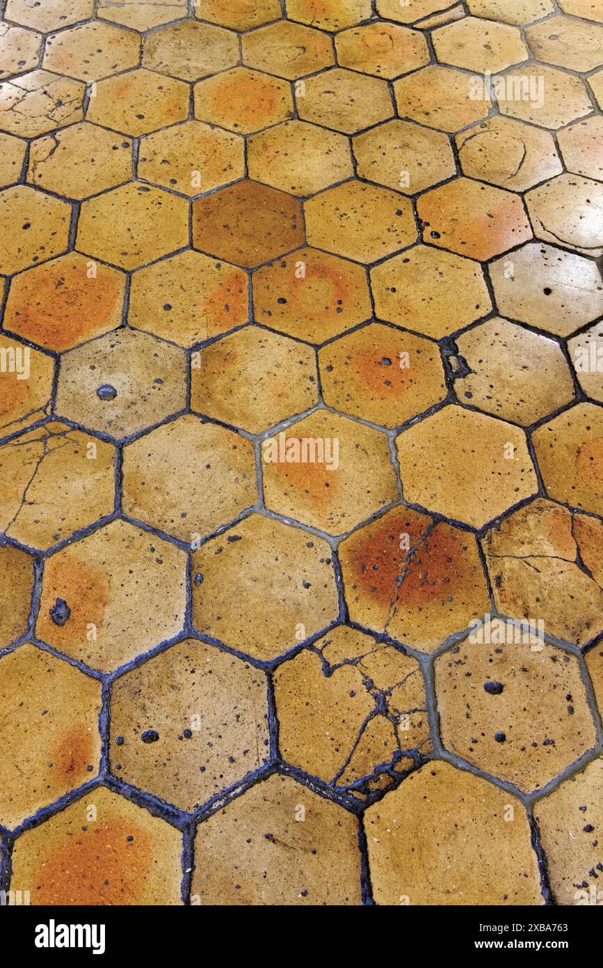 Hexagonal floor tiles. Stock Photo